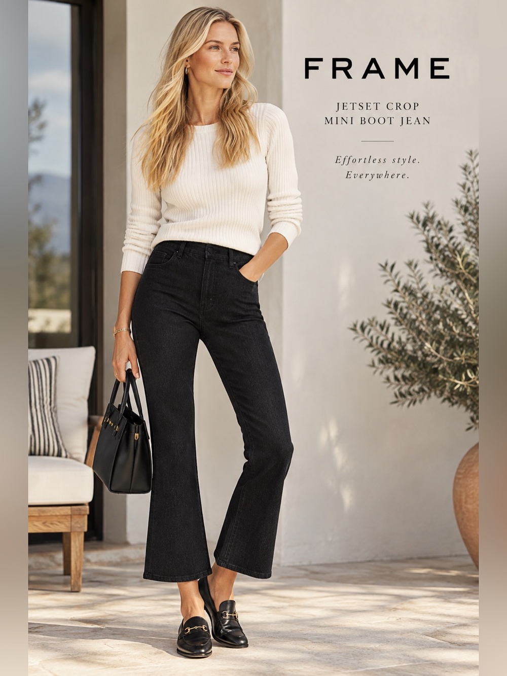 Frame Denim Jetset Crop Mini Boot Jean - Black